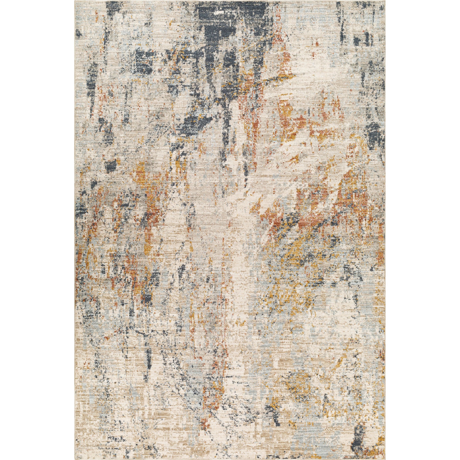 Beckham Rug - 33078 by Livabliss in light slate, off-white, ice blue, charcoal, medium brown, amber. Made from main: 100% polyester in a unique style.