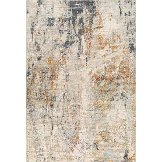 Beckham Rug - 33078 by Livabliss in light slate, off-white, ice blue, charcoal, medium brown, amber. Made from main: 100% polyester in a unique style.