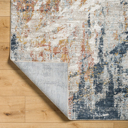 Beckham Rug - 33078 by Livabliss in light slate, off-white, ice blue, charcoal, medium brown, amber. Made from main: 100% polyester in a unique style.