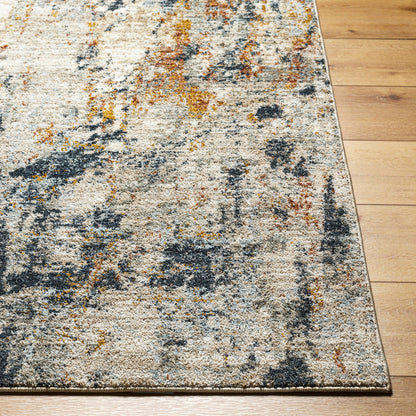 Beckham Rug - 33078 by Livabliss in light slate, off-white, ice blue, charcoal, medium brown, amber. Made from main: 100% polyester in a unique style.