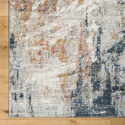 Beckham Rug - 33078 by Livabliss in light slate, off-white, ice blue, charcoal, medium brown, amber. Made from main: 100% polyester in a unique style.
