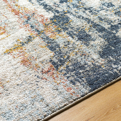 Beckham Rug - 33078 by Livabliss in light slate, off-white, ice blue, charcoal, medium brown, amber. Made from main: 100% polyester in a unique style.