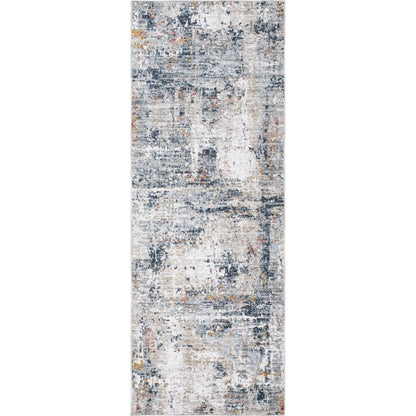 Beckham Rug - 33080 by Livabliss in medium gray, off-white, charcoal, ice blue, medium brown, amber. Made from main: 100% polyester in a unique style.