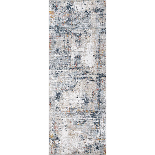 Beckham Rug - 33080 by Livabliss in medium gray, off-white, charcoal, ice blue, medium brown, amber. Made from main: 100% polyester in a unique style.