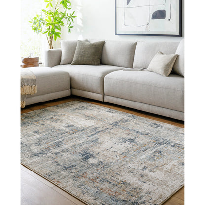 Beckham Rug - 33080 by Livabliss in medium gray, off-white, charcoal, ice blue, medium brown, amber. Made from main: 100% polyester in a unique style.