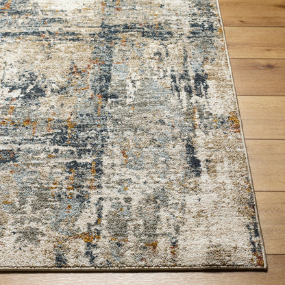 Beckham Rug - 33080 by Livabliss in medium gray, off-white, charcoal, ice blue, medium brown, amber. Made from main: 100% polyester in a unique style.