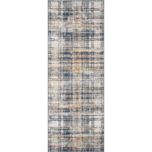 Beckham Rug - 33082 by Livabliss in charcoal, off-white, ice blue, medium gray, amber. Made from main: 100% polyester in a unique style.