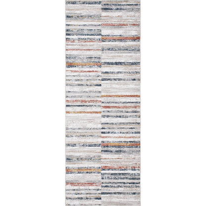 Beckham Rug - 33083 by Livabliss in light slate, off-white, charcoal, medium brown, ice blue, amber. Made from main: 100% polyester in a unique style.