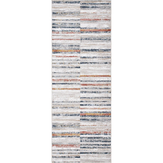 Beckham Rug - 33083 by Livabliss in light slate, off-white, charcoal, medium brown, ice blue, amber. Made from main: 100% polyester in a unique style.