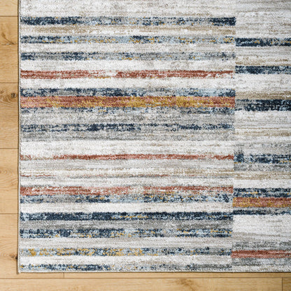 Beckham Rug - 33083 by Livabliss in light slate, off-white, charcoal, medium brown, ice blue, amber. Made from main: 100% polyester in a unique style.