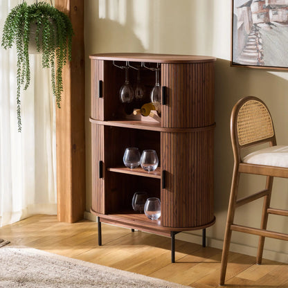 Newaygo Bar Cabinet by HedgeApple Essentials. Made from mdf, steel pipe in a unique style.