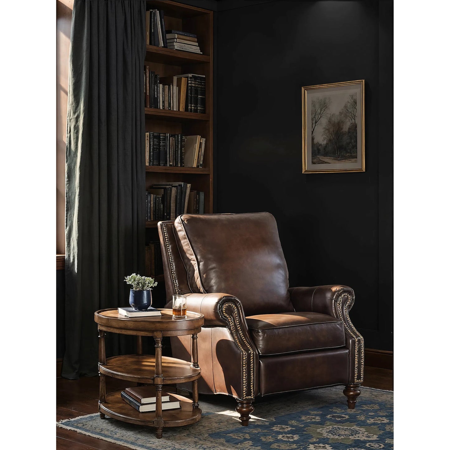 005 SI-1748730 | Lifestyle | Conlon Recliner by Hooker Furniture in brown and sedona chateau. Made from leather in a traditional style.