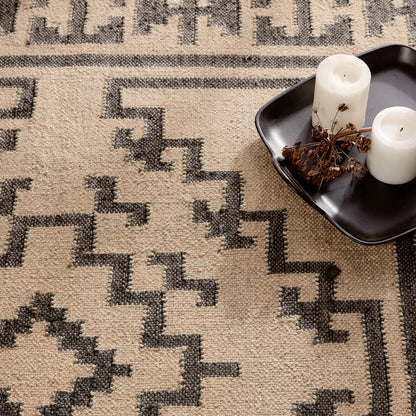 Bedouin BD24 Rug by Jaipur Living in beige, black. Made from 100% jute in a unique style.