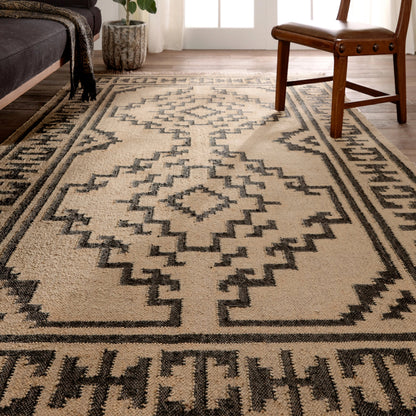 Bedouin BD24 Rug by Jaipur Living in beige, black. Made from 100% jute in a unique style.