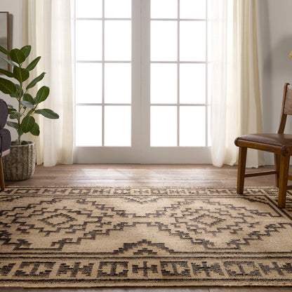 Bedouin BD24 Rug by Jaipur Living in beige, black. Made from 100% jute in a unique style.