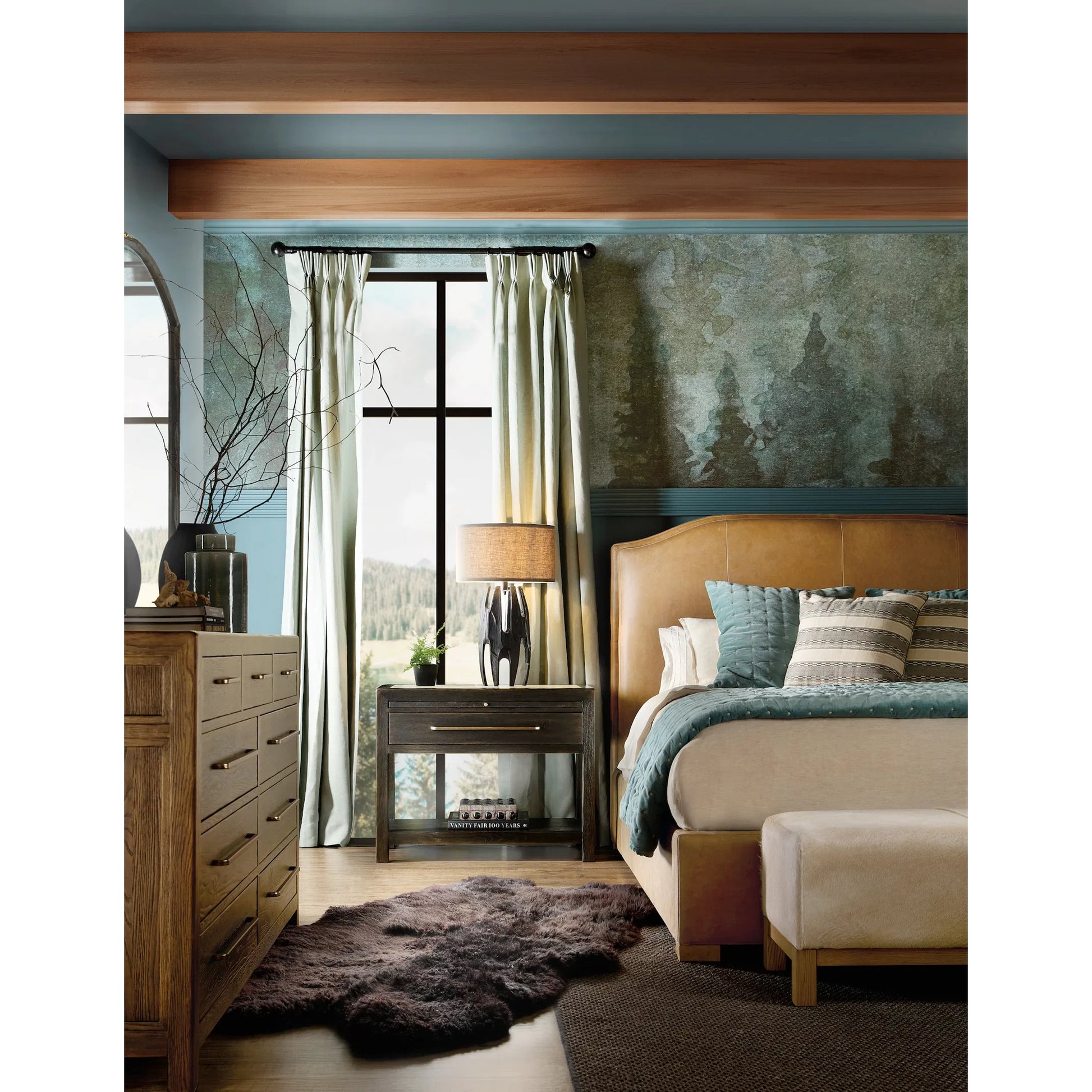 Driftwood Upholstered Bed by Hooker Furniture in sun-faded oak. Made from unique in a transitional style.