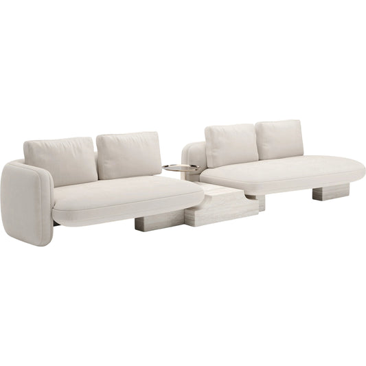 Overlap Bumper Sectional by Caracole in whisper of gold. Made from stone in a transitional style.