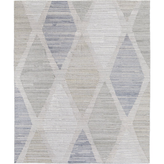 Elias Diamond Rug - ELS69FWF by Feizy in ivory, blue, brown. Made from viscose, wool in a unique style.