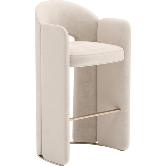 Overlap Bar Stool by Caracole in ivory and whisper of gold. Made from metal in a transitional style.