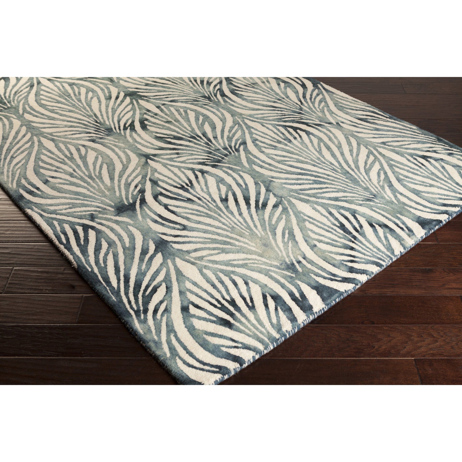 Belladonna BDA-3006 Rug by Surya in deep teal, teal, pale blue, ivory. Made from 100% wool in a unique style.