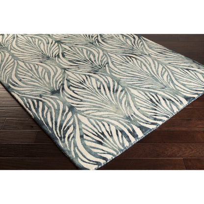 Belladonna BDA-3006 Rug by Surya in deep teal, teal, pale blue, ivory. Made from 100% wool in a unique style.