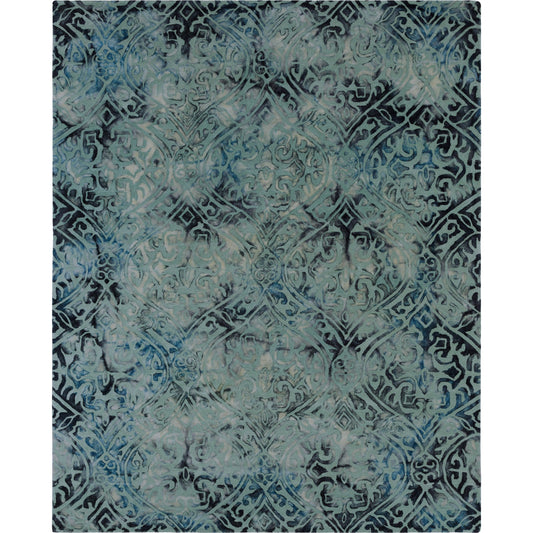 Belladonna Rug - 12703 by Surya in deep teal, teal, pale blue, dusty sage. Made from 100% wool in a unique style.