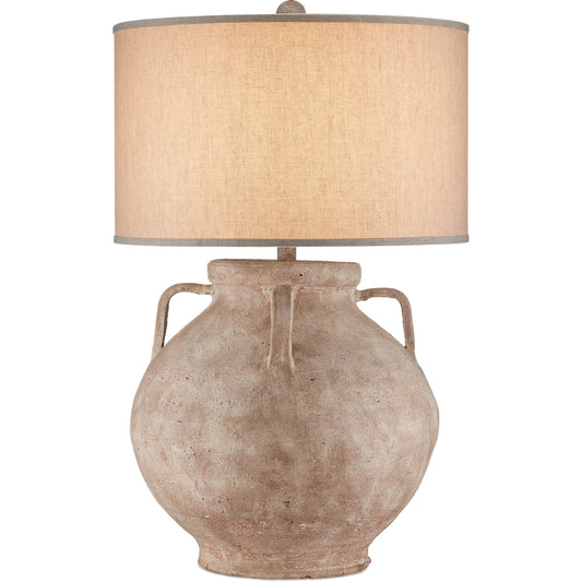 Pompeii Table Lamp by Currey and Company in brownish gray. Made from terracotta in a unique style.