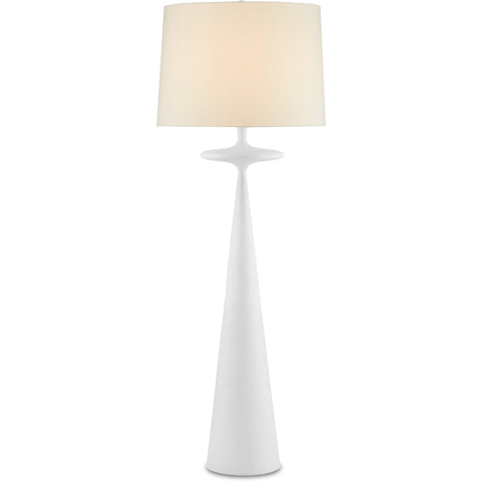 Giacomo Floor Lamp by Currey and Company in gesso white. Made from cast aluminum in a modern style.