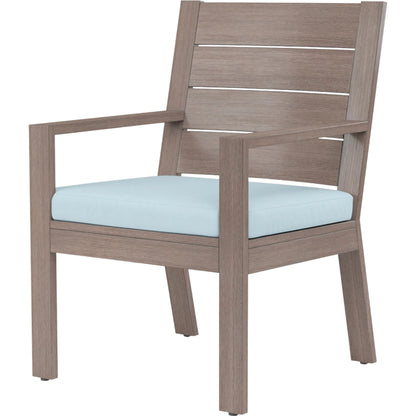 Laguna Outdoor Dining Chair by Sunset West in browns. Made from aluminum in a modern style.
