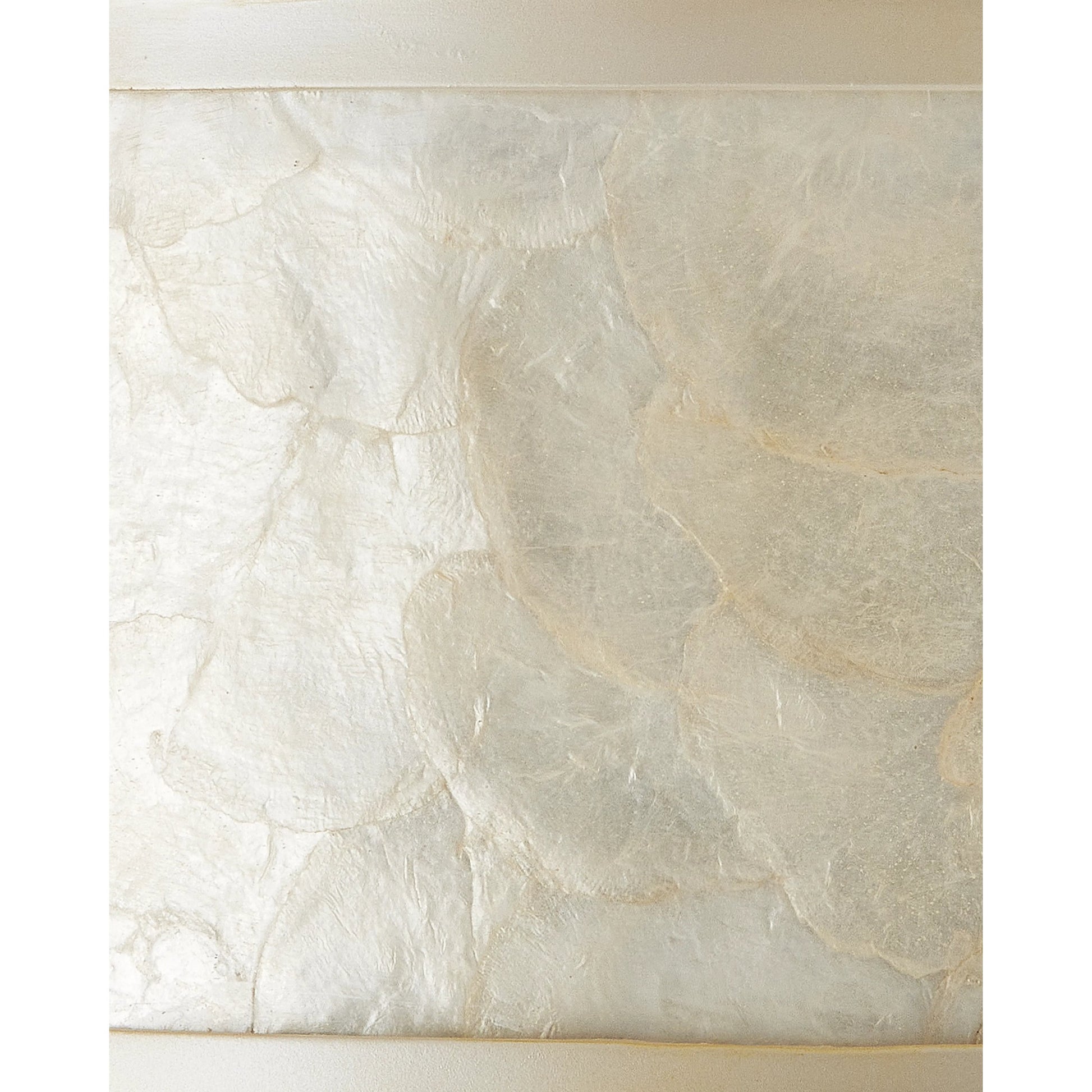 Neith Flush Mount by Currey and Company in sea pearl, natural. Made from wrought iron, capiz shell, acrylic diffuser in a transitional style.