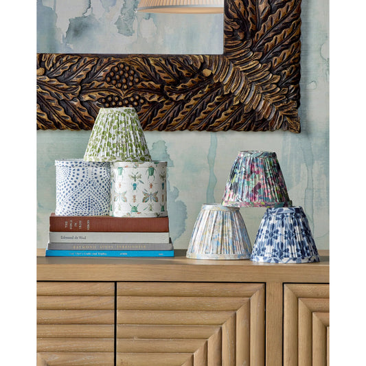 Pembrook Tapered Chandelier Shade by Currey and Company in blue and blue. Made from cotton in a cottage & farmhouse style.