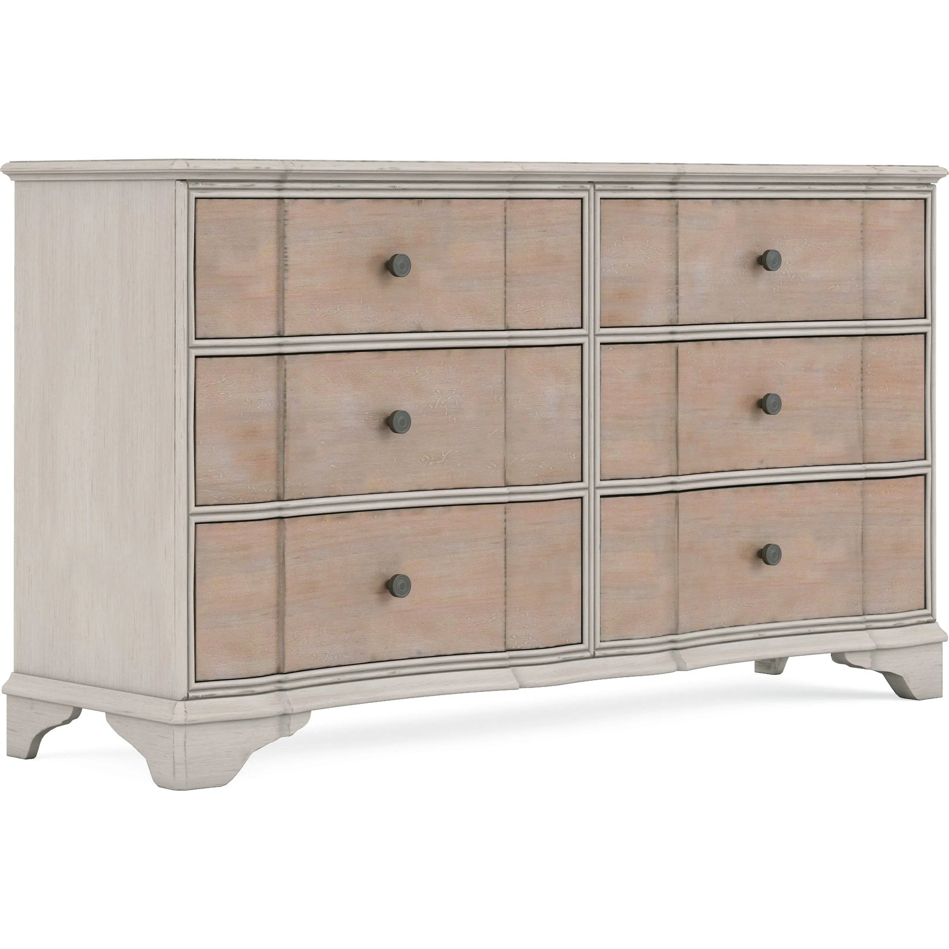 Alcove Dresser by A.R.T. Furniture in belgian ivory, washed maple. Made from acacia solids, maple veneers, metal in a traditional style.