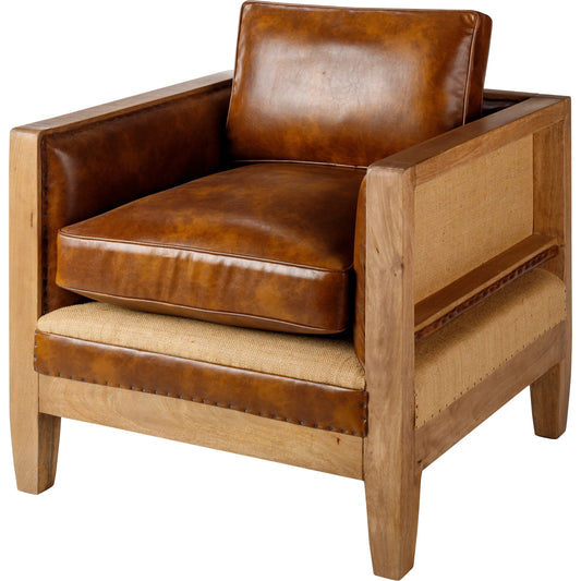Bradford Accent Chair - 34040 by Surya in brown. Made from upholstery: polyester, jute, base: mango wood, fill: 50% polyurethane foam, 50% polyester, polyfill in a modern style.