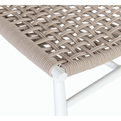 Bahia Outdoor Cushionless Accent Chair by Sunset West in frost. Made from aluminum / olefin rope in a coastal style.
