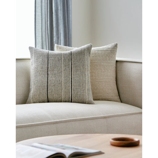 Borderline Pillow - 493494 by Surya in taupe, cream, black. Made from wool, cotton in a modern style.