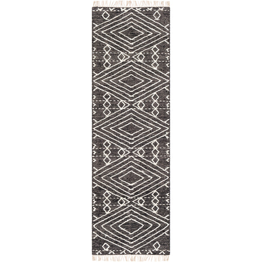 Bedouin BDO-2300 Rug by Livabliss in black, cream. Made from 70% cotton, 30% wool in a unique style.