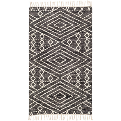 Bedouin BDO-2300 Rug by Livabliss in black, cream. Made from 70% cotton, 30% wool in a unique style.