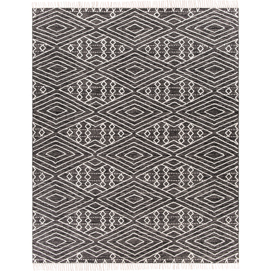 Bedouin BDO-2300 Rug by Livabliss in black, cream. Made from 70% cotton, 30% wool in a unique style.