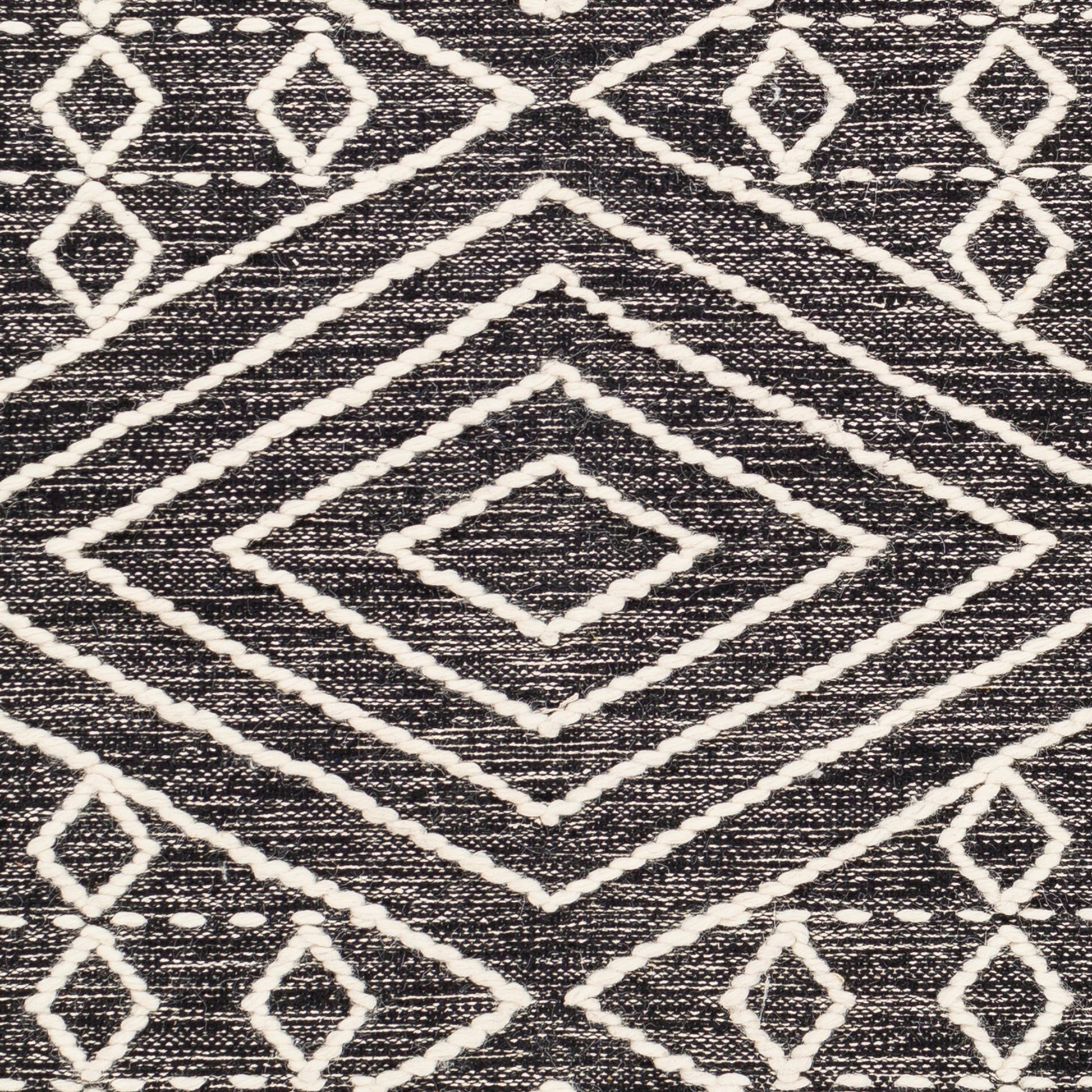 Bedouin BDO-2300 Rug by Livabliss in black, cream. Made from 70% cotton, 30% wool in a unique style.