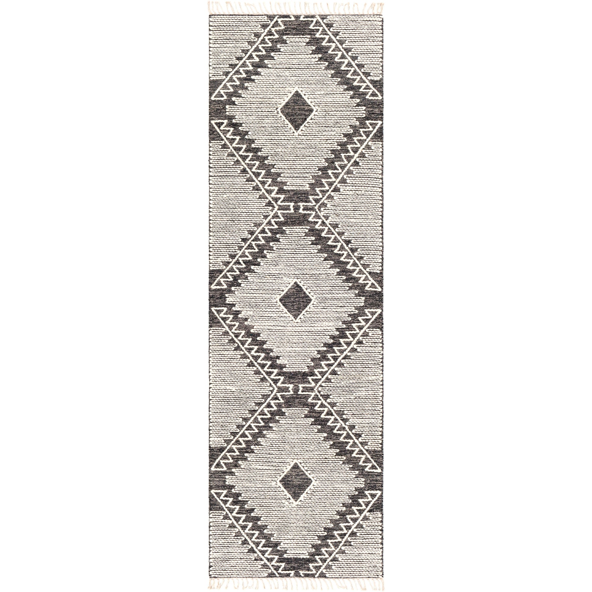 Bedouin BDO-2302 Rug by Livabliss in black, cream. Made from 70% cotton, 30% wool in a unique style.