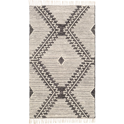 Bedouin BDO-2302 Rug by Livabliss in black, cream. Made from 70% cotton, 30% wool in a unique style.