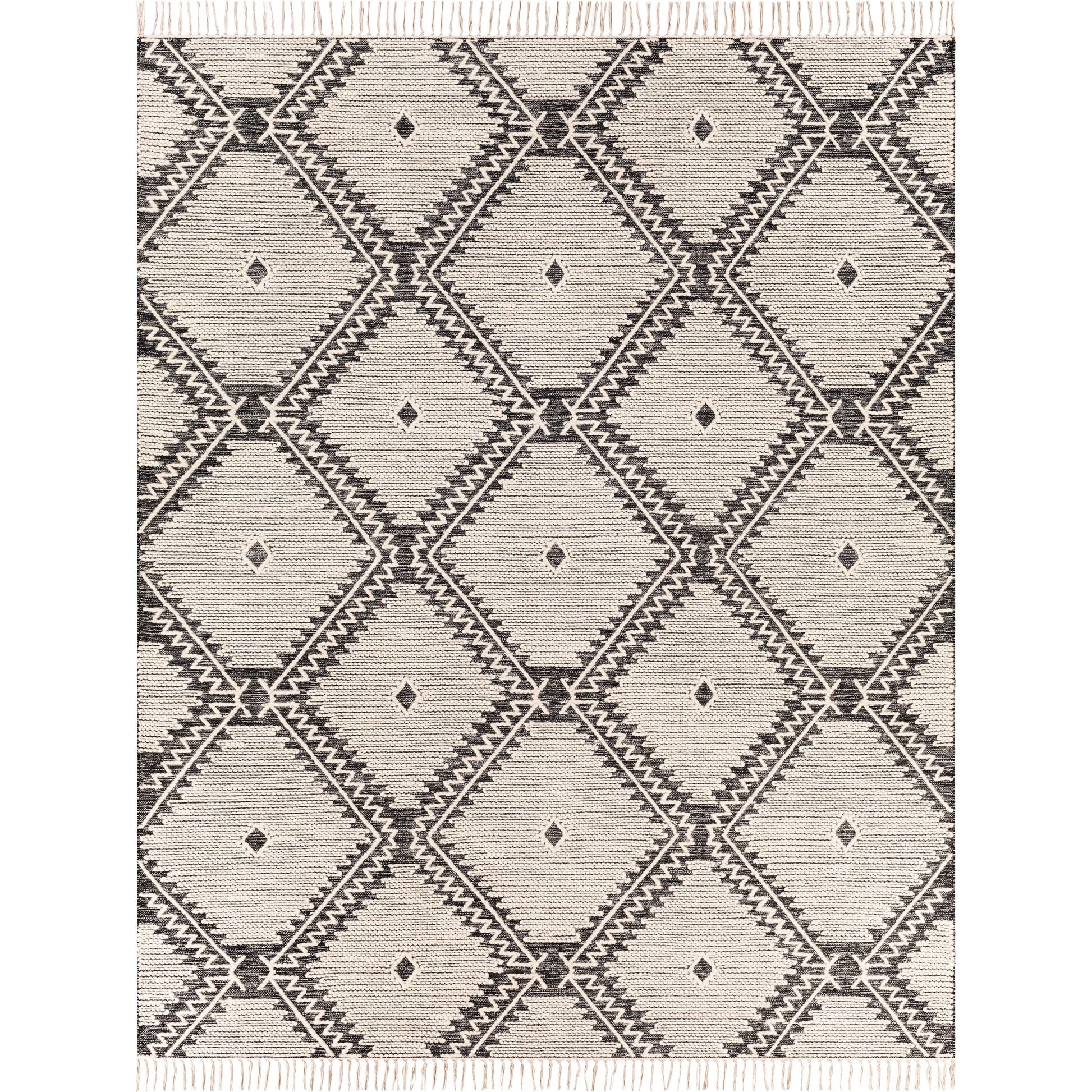 Bedouin BDO-2302 Rug by Livabliss in black, cream. Made from 70% cotton, 30% wool in a unique style.