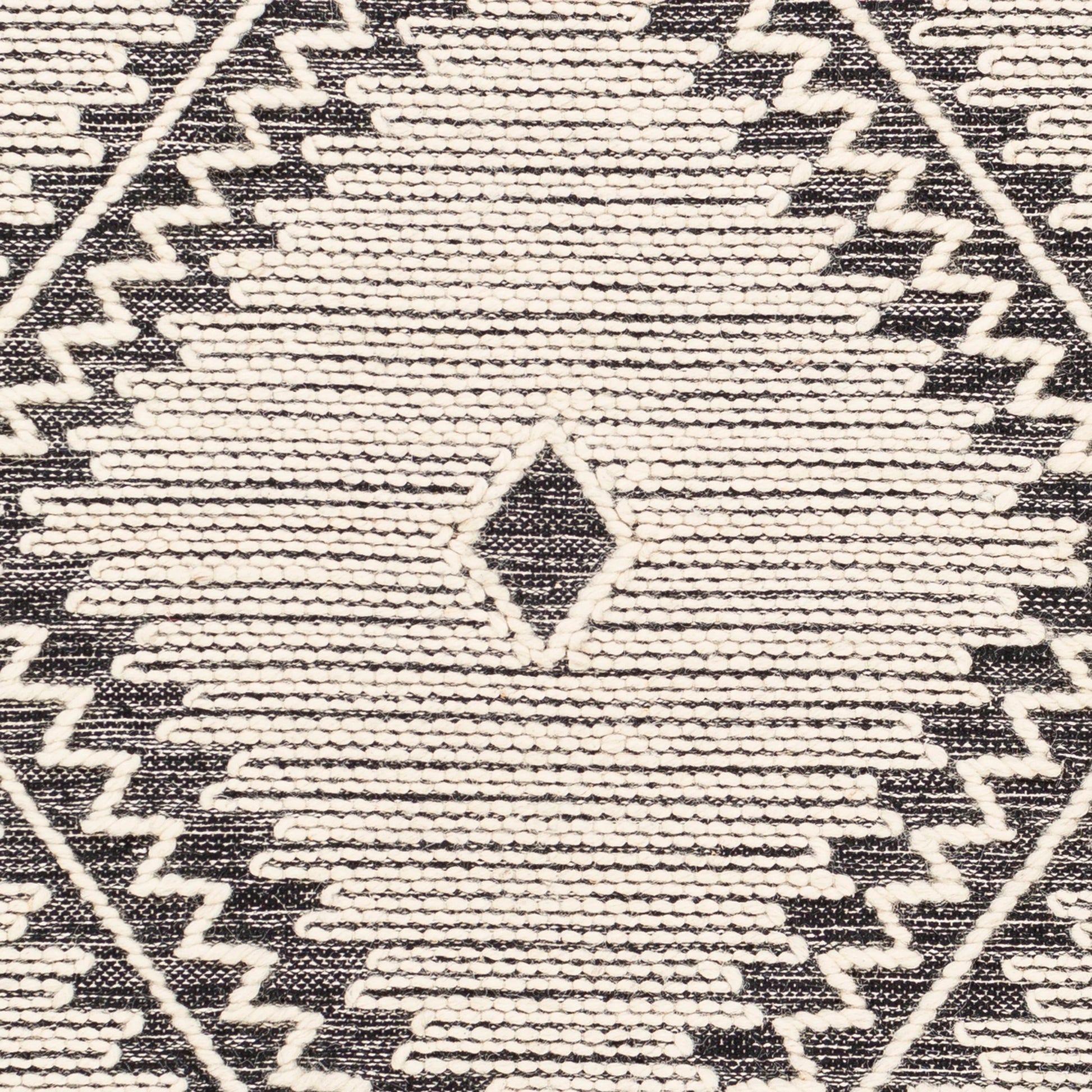 Bedouin BDO-2302 Rug by Livabliss in black, cream. Made from 70% cotton, 30% wool in a unique style.
