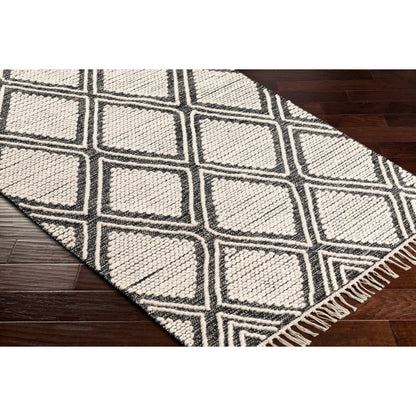 Bedouin BDO-2317 Rug by Livabliss in black, cream. Made from 70% cotton, 30% wool in a unique style.