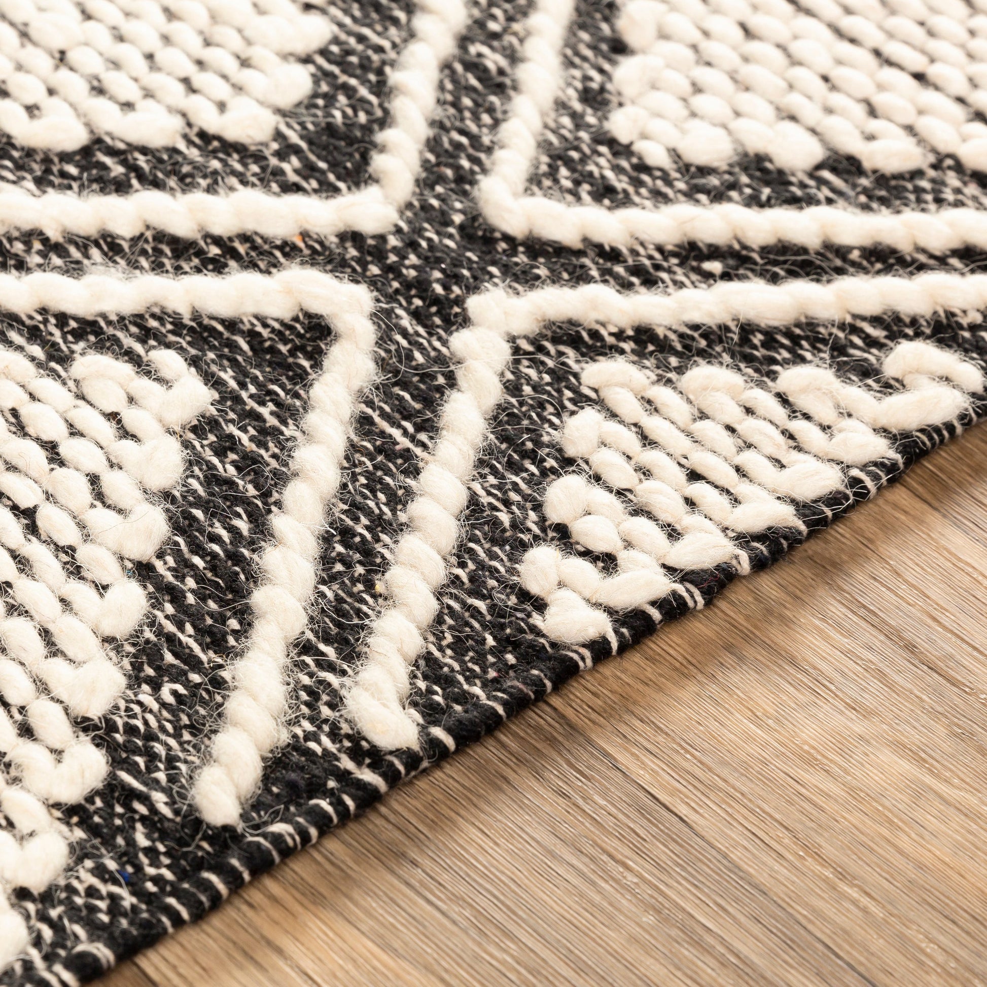Bedouin BDO-2317 Rug by Livabliss in black, cream. Made from 70% cotton, 30% wool in a unique style.