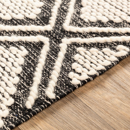 Bedouin BDO-2317 Rug by Livabliss in black, cream. Made from 70% cotton, 30% wool in a unique style.