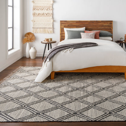 Bedouin BDO-2317 Rug by Livabliss in black, cream. Made from 70% cotton, 30% wool in a unique style.