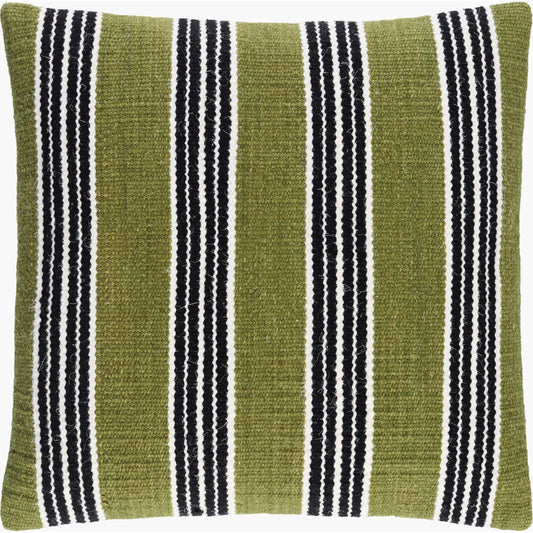 Bold Stripes Pillow by Surya in olive, black, ivory. Made from wool, cotton in a modern style.