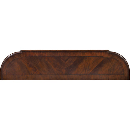 Leesburg Demilune Hall Console by Hooker Furniture in mahogany. Made from grain, swirl mahogany, ebony veneers in a traditional style.