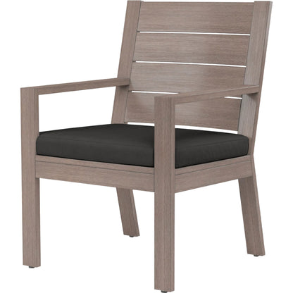 Laguna Outdoor Dining Chair by Sunset West in browns. Made from aluminum in a modern style.